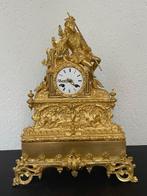 Horloge de cheminée avec personnage -  Antique - Bronze doré, Antiquités & Art