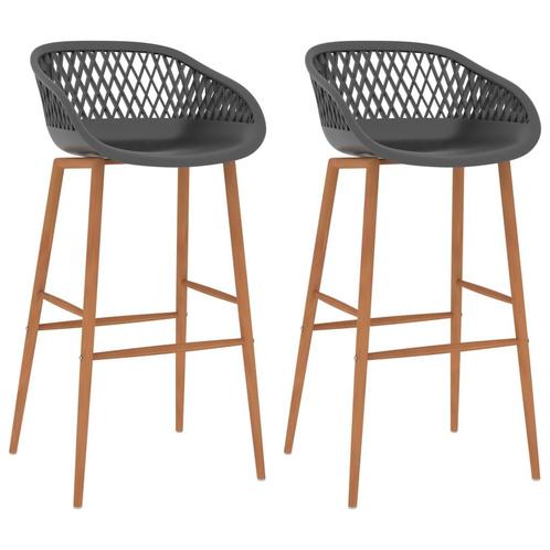 vidaXL Barstoelen 2 st grijs, Huis en Inrichting, Barkrukken, Nieuw, Verzenden