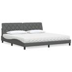 vidaXL Bed met matras stof donkergrijs 200x200 cm, Huis en Inrichting, Verzenden, Nieuw