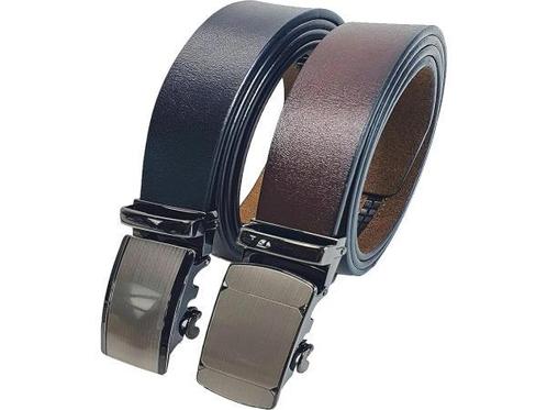 Veiling - 115 black brown Automatic Leather Belt 2 pack Safe, Kleding | Heren, Riemen en Ceintuurs