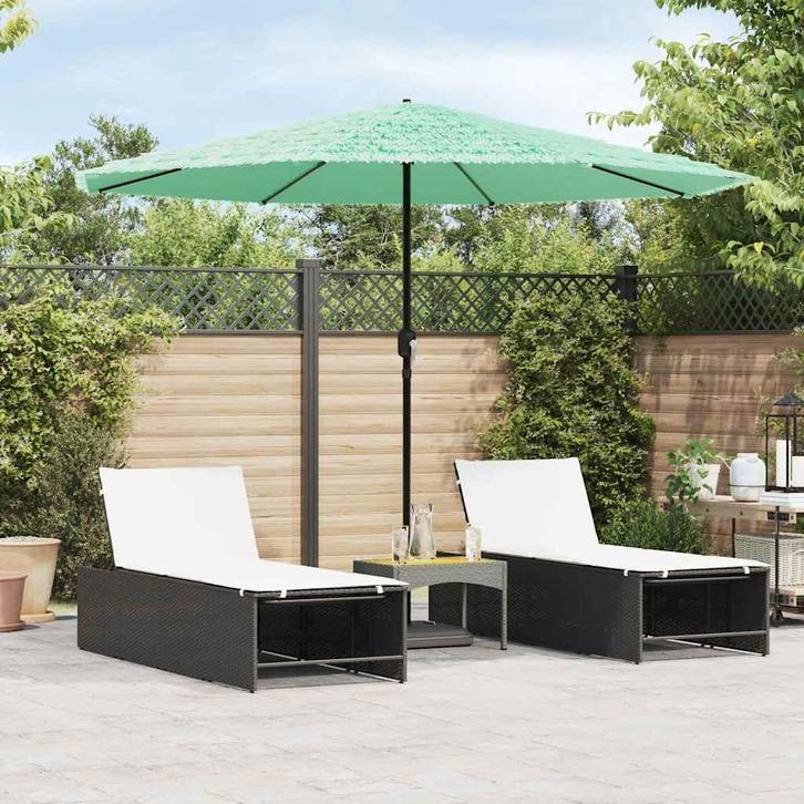 vidaXL Parasol met stalen paal 324x324x247 cm groen, Tuin en Terras, Parasols, Nieuw, Verzenden