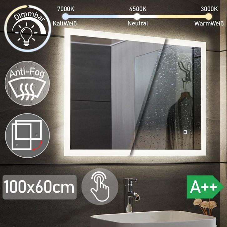 LED Badkamer Spiegel - 100x60 cm - Horizontaal of Verticaal, Huis en Inrichting, Overige Huis en Inrichting, Verzenden
