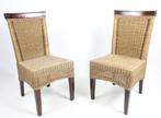 Stoel - Twee stoelen - Gevlochten riet, houten, Antiek en Kunst