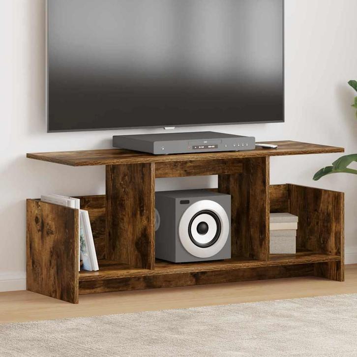 vidaXL TV Stand Rook Eiken 102 x 35 x 45 cm Bewerkt hout, Huis en Inrichting, Kasten |Televisiemeubels, Nieuw, Verzenden