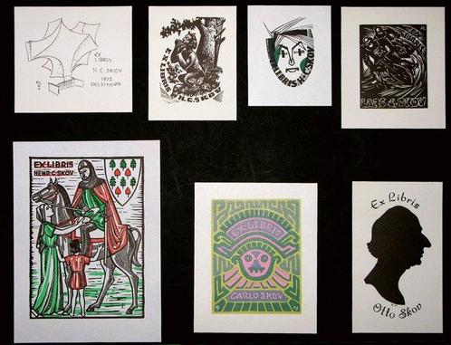 22 Ex-libris voor Henry Carlo SKOV en familie, Denemarken +, Antiek en Kunst, Antiek | Boeken en Manuscripten