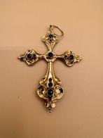 Pendentif - 14 carats Or jaune Grenat - Croix dorée avec