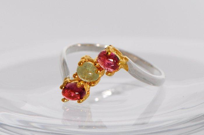 925 zilver - turmalijn - Ring, Verzamelen, Mineralen en Fossielen