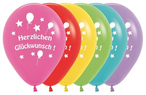 Ballonnen Herzlichen Gluckwunsch Mix 30cm 12st, Hobby en Vrije tijd, Feestartikelen, Nieuw, Verzenden