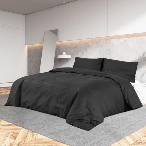 vidaXL Dekbedovertrekset 140x200 cm katoen zwart, Maison & Meubles, Chambre à coucher | Linge de lit, Envoi