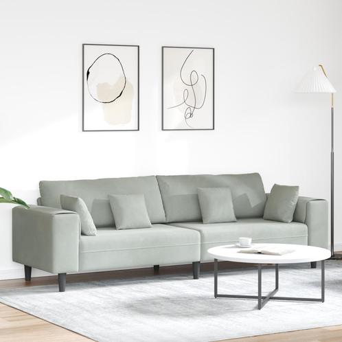 vidaXL Velvet Sofa met kussen met kussen Lichtgrijs Fluweel, Huis en Inrichting, Zetels | Zetels, Nieuw, Verzenden