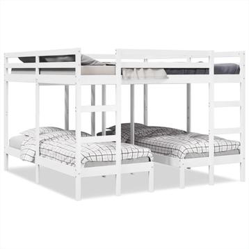 vidaXL Stapelbed 3-voudig grenenhout wit 200x200/80x200 cm, Verzenden