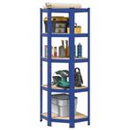 vidaXL Hoekrek 5-laags staal en bewerkt hout blauw, Verzenden, Nieuw
