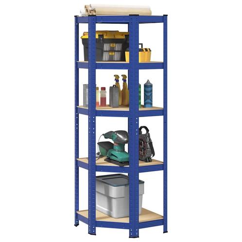 vidaXL Hoekrek 5-laags staal en bewerkt hout blauw, Huis en Inrichting, Kasten | Stellingkasten, Nieuw, Verzenden