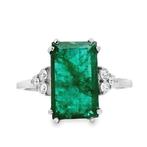 Ring Platina - 3.55ct. tw. Smaragd - Diamant, Handtassen en Accessoires, Ringen, Nieuw