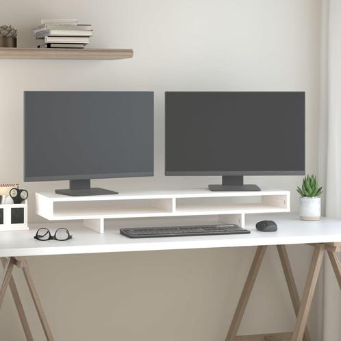 vidaXL Monitorstandaard 100x27x14 cm massief grenenhout wit, Computers en Software, Overige Computers en Software, Nieuw, Verzenden