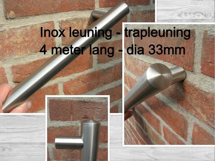 NIEUWE inox trapleuning 4 m lang - dia 33 mm - rvs leuning, Doe-het-zelf en Bouw, Ladders en Trappen, Trap, Nieuw, 4 meter of meer