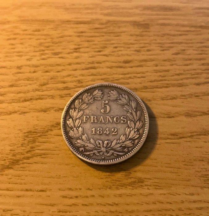 Frankrijk. Louis Philippe I. 5 Francs 1842-W, Lille (Zonder, Postzegels en Munten, Munten | Europa | Euromunten
