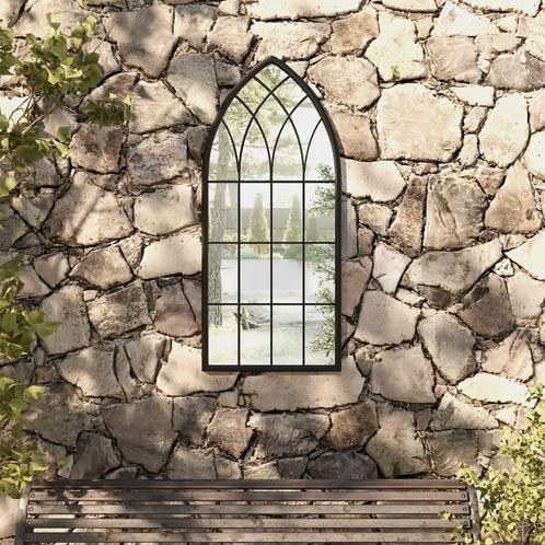 vidaXL Tuinspiegel 100x45 cm ijzer zwart, Huis en Inrichting, Woonaccessoires | Spiegels, Nieuw, Verzenden