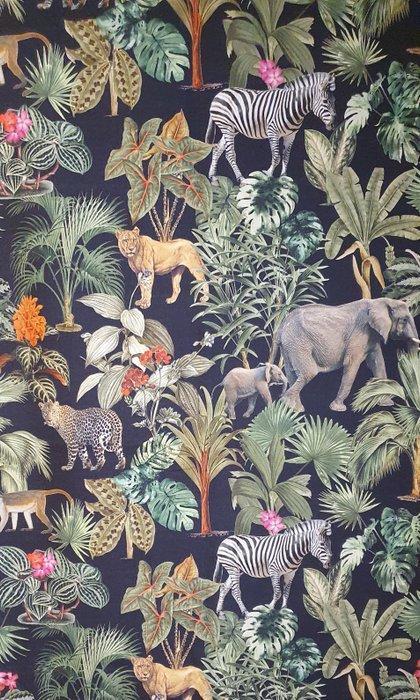 300x280cm! Boheemse stof met exotische dieren - Realistisch, Antiquités & Art, Tapis & Textile