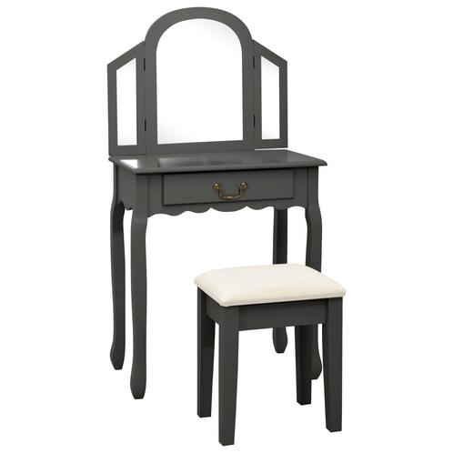 vidaXL Kaptafel met kruk 65x36x128 cm paulowniahout MDF, Huis en Inrichting, Tafels | Kaptafels, Nieuw, Verzenden