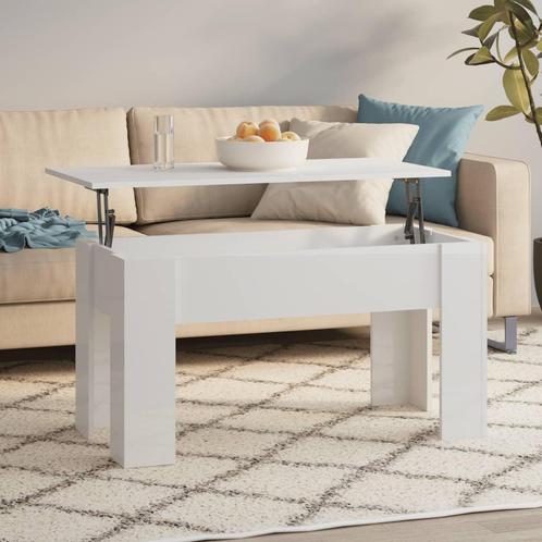 vidaXL Salontafel 101x49x52 cm bewerkt hout hoogglans wit, Maison & Meubles, Tables | Tables de salon, Envoi
