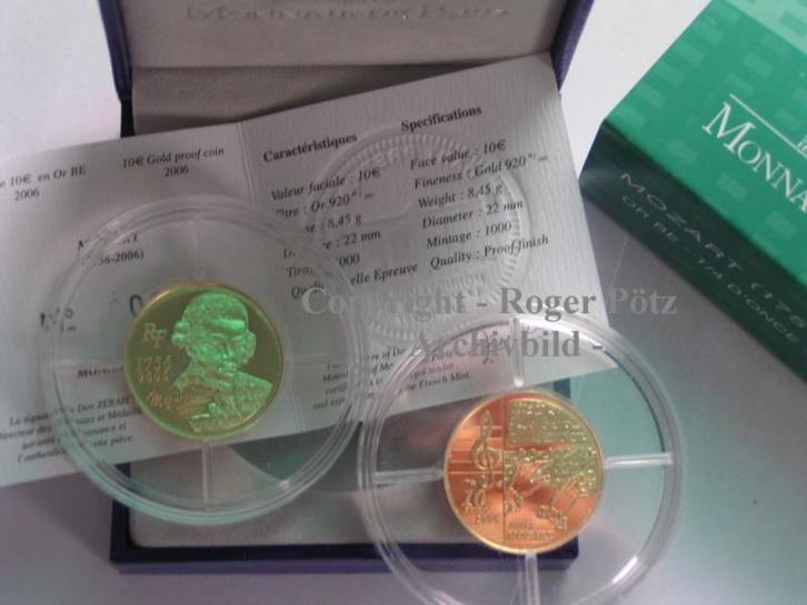 Frankreich 10 Euro 2006 goud Wolfgang Amadeus Mozart Pp goud, Postzegels en Munten, Munten | Europa | Euromunten, België, Verzenden
