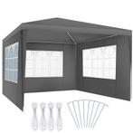 tectake Tuinpaviljoen Baraban 3x3m met 3 zijdelen - grijs, Tuin en Terras, Partytenten, Verzenden, Nieuw
