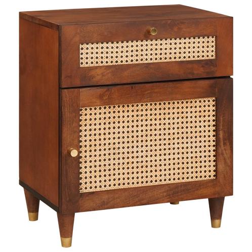 vidaXL Nachttafels Bruin Rotan en massief mango-hout, Huis en Inrichting, Slaapkamer | Nachtkastjes, Nieuw, Verzenden