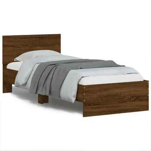 vidaXL Bedframe met hoofdbord bewerkt hout bruin eikenkleur, Huis en Inrichting, Slaapkamer | Bedden, Nieuw, Verzenden