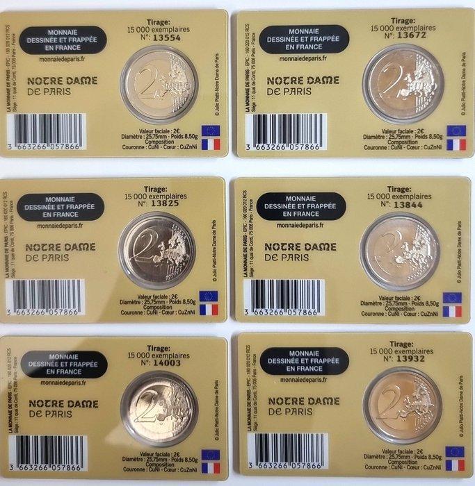 Frankrijk. 2 Euro 2025 Notre Dame de Paris (6 coincards), Timbres & Monnaies, Monnaies | Europe | Monnaies euro