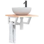 vidaXL Badkamer wandschap staal en massief eikenhout, Verzenden, Nieuw