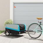 vidaXL Fietstrailer 45 kg ijzer zwart en blauw, Fietsen en Brommers, Fietsaccessoires | Aanhangwagens en Karren, Verzenden, Nieuw