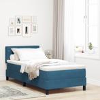 vidaXL Boxspring Bed met Matras Donkerblauw Enkelvelours, Huis en Inrichting, Slaapkamer | Bedden, Verzenden, Nieuw