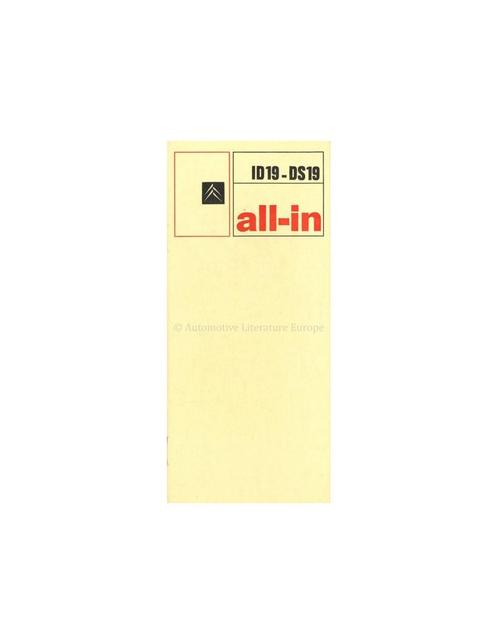 196? CITROEN DS 19 / ID 19 BROCHURE NEDERLANDS, Boeken, Auto's | Folders en Tijdschriften