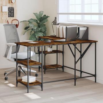 vidaXL Bureau 139x139x75 cm bewerkt hout gerookt, Huis en Inrichting, Bureaus, Verzenden, Nieuw