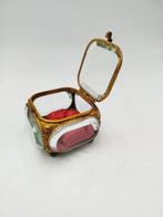 Sieradendoos - Messing, Glas - juwelenkistje, Antiek en Kunst, Curiosa en Brocante
