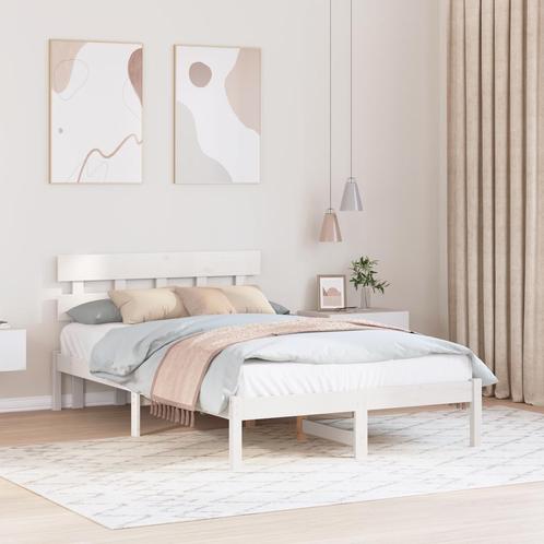 vidaXL Bedframe met hoofdbord Wit 120x200 cm Massief, Huis en Inrichting, Slaapkamer | Bedden, Nieuw, Verzenden