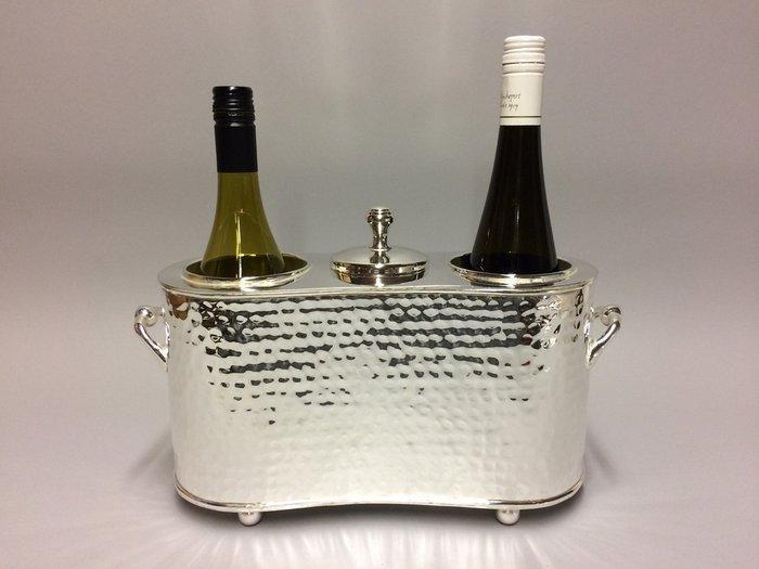 Wijnkoeler - Wijnkoeler voor twee flessen met een vak voor, Antiek en Kunst, Curiosa en Brocante