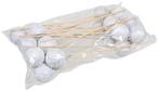 Kerstballen op lange stok onbreekbaar wit/zilver 60 mm zak, Nieuw