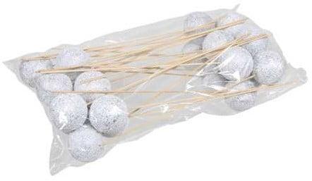 Kerstballen op lange stok onbreekbaar wit/zilver 60 mm zak, Huis en Inrichting, Woonaccessoires | Kunstplanten en Kunstbloemen