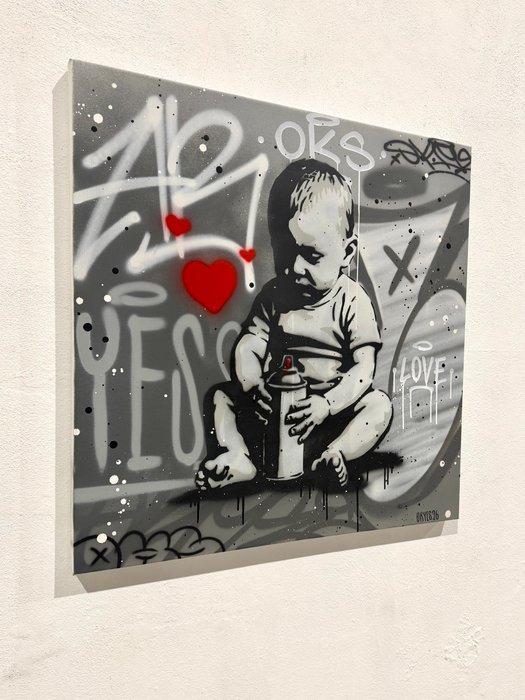Okyes (1987) - Spray Love Everywhere (100% Hand-Painted), Antiquités & Art, Art | Peinture | Moderne