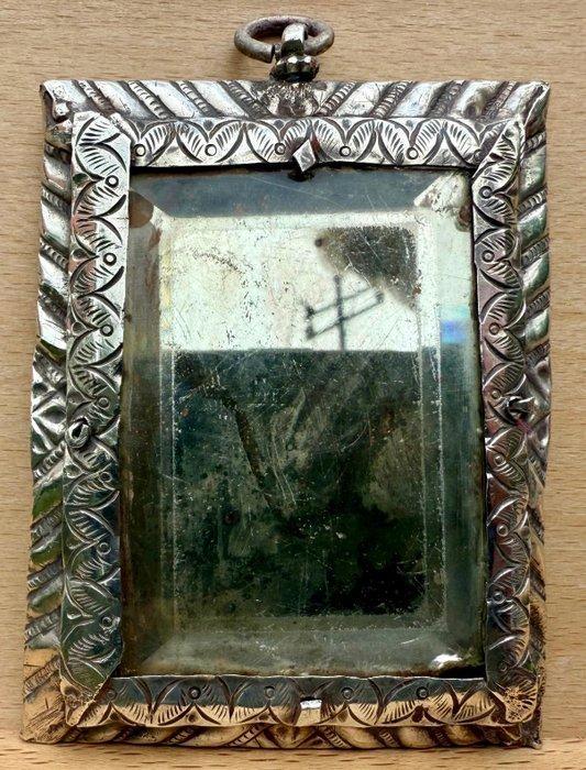 Miroir ancien en argenté - Inde - Raj britannique, Antiquités & Art, Art | Art non-occidental