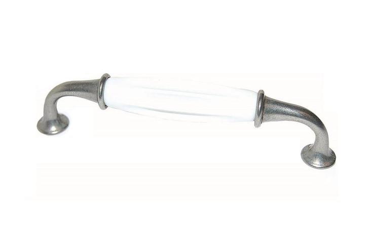 Greep Porselein wit en Tin Kleur 128 mm, Doe-het-zelf en Bouw, Hang- en Sluitwerk, Klink of Kruk, Nieuw, Overige materialen