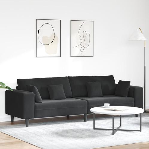 vidaXL Velvet Sofa met kussen met kussen Zwart Fluweel, Huis en Inrichting, Zetels | Zetels, Nieuw, Verzenden