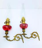 Hugo Schneider - Petroleumlamp - piano - Kristal, Messing, Antiek en Kunst