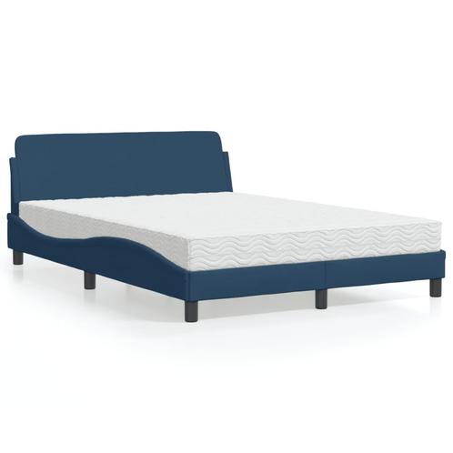 vidaXL Bed met matras stof blauw 140x200 cm, Maison & Meubles, Chambre à coucher | Lits, Envoi