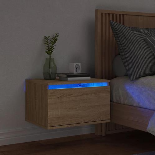 vidaXL Nachtkastje met LEDs wandgemonteerd sonoma, Maison & Meubles, Chambre à coucher | Tables de chevet, Envoi