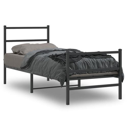 vidaXL Bedframe met hoofd- en voeteneinde metaal zwart, Maison & Meubles, Chambre à coucher | Lits, Envoi
