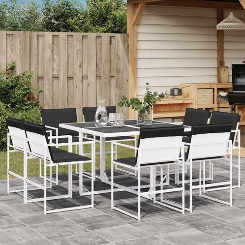 vidaXL 9-delige Tuinset met kussens textileen wit, Tuin en Terras, Tuinsets en Loungesets, Tuinset, Nieuw, Verzenden