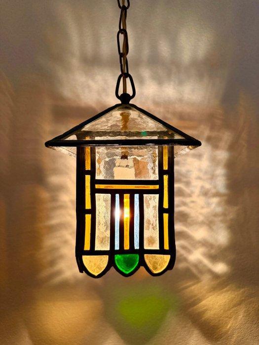 1910s Stained glass lamp Art Deco. - Plafondlamp - Glas, Antiek en Kunst, Curiosa en Brocante